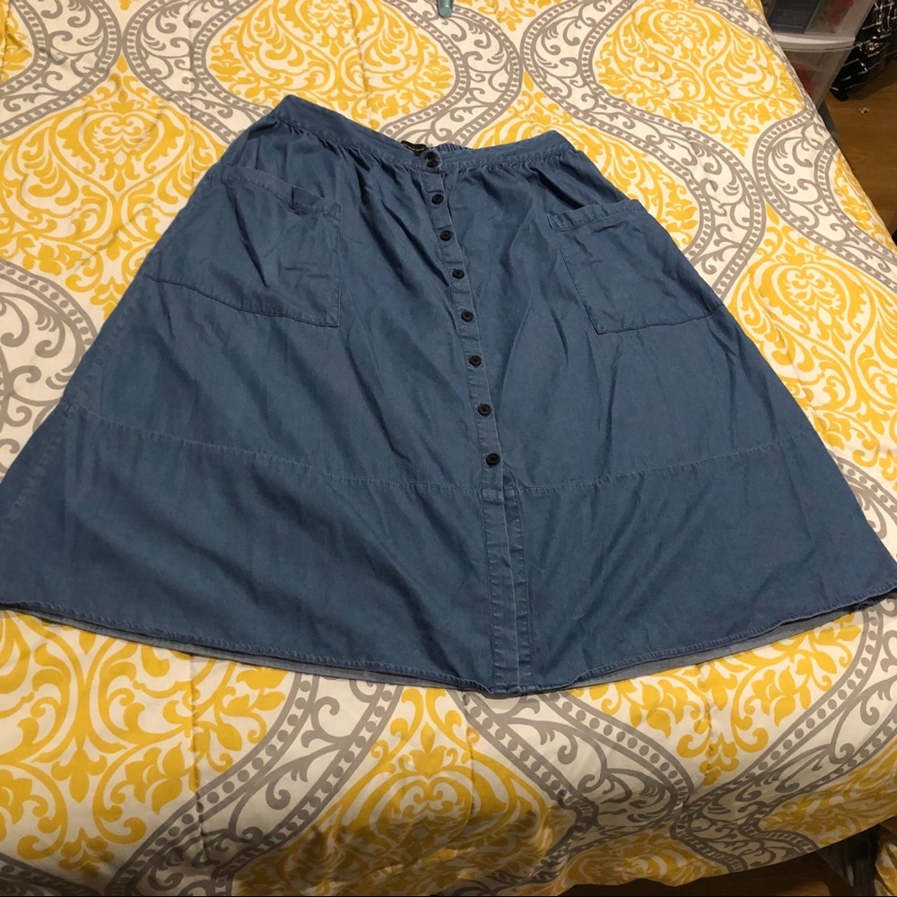 Midi denim A-line skirt